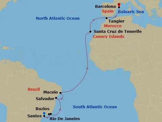 Itinerary schematic diagram