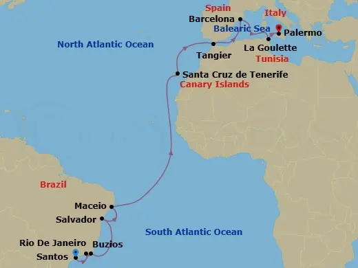 Itinerary schematic diagram