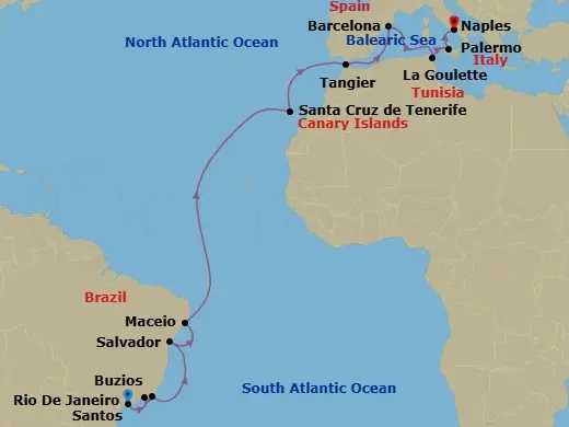 Itinerary schematic diagram