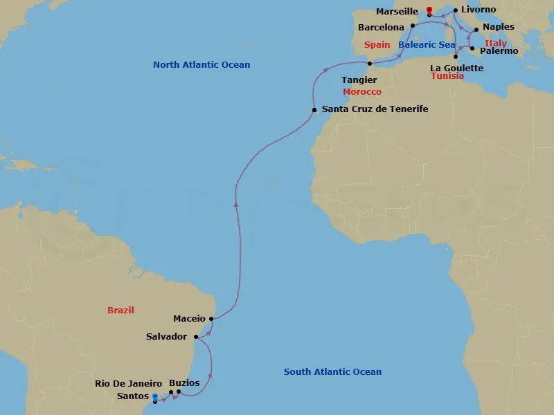 Itinerary schematic diagram