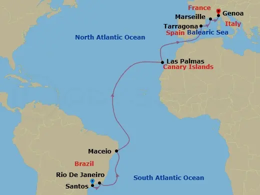 Itinerary schematic diagram