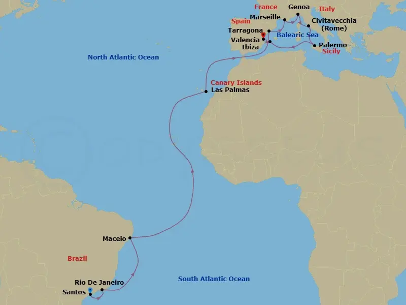 Itinerary schematic diagram