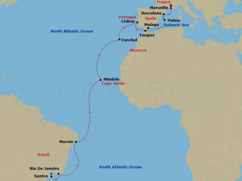 Itinerary schematic diagram