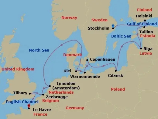 Itinerary schematic diagram