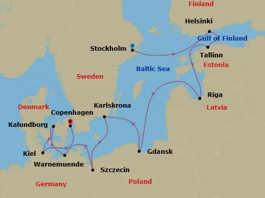 Itinerary schematic diagram
