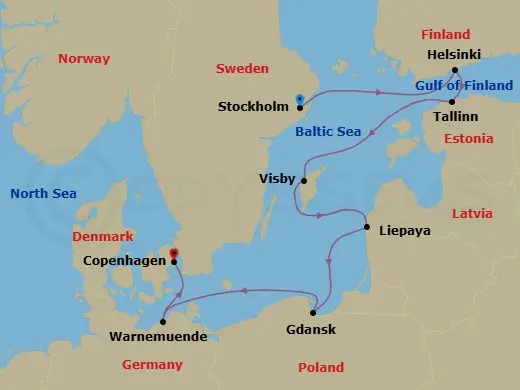 Itinerary schematic diagram