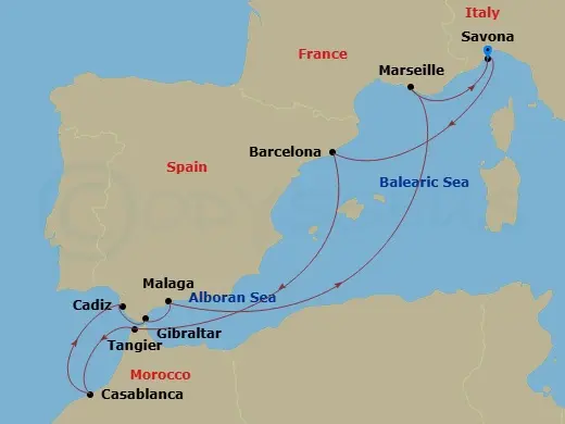 Itinerary schematic diagram