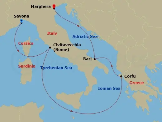 Itinerary schematic diagram