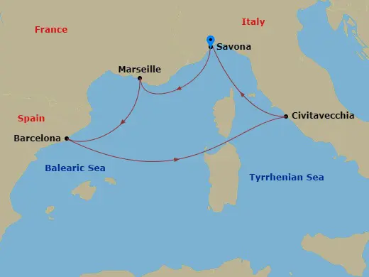 Itinerary schematic diagram