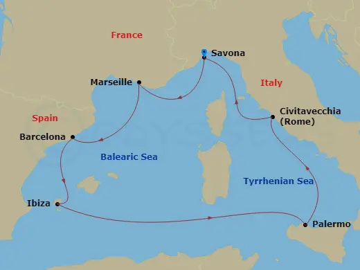 Itinerary schematic diagram