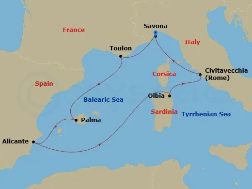 Itinerary schematic diagram
