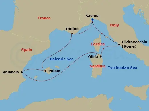 Itinerary schematic diagram