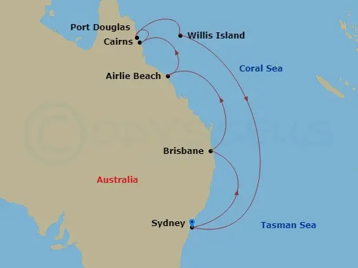 Itinerary schematic diagram