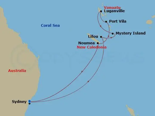 Itinerary schematic diagram