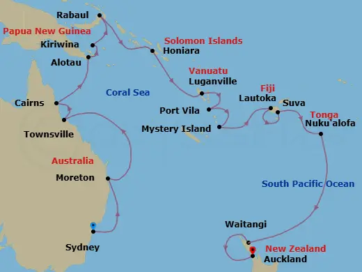 Itinerary schematic diagram