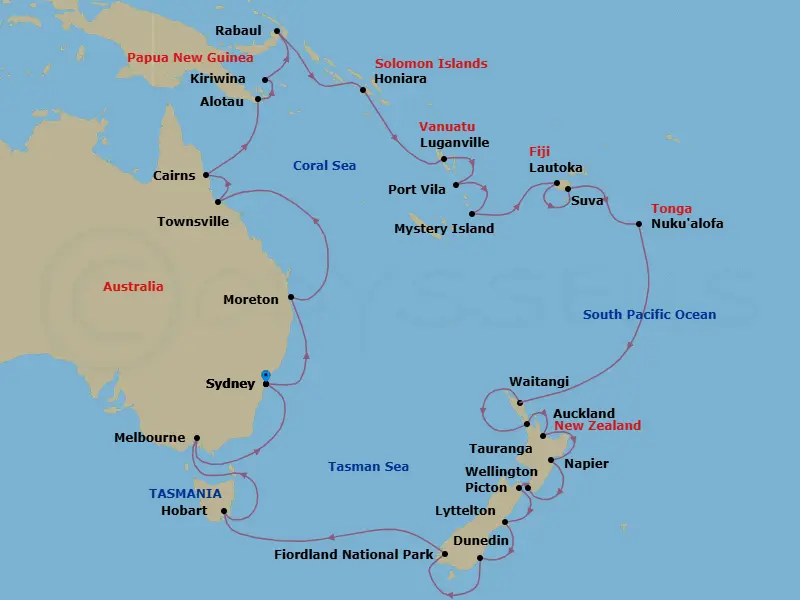 Itinerary schematic diagram
