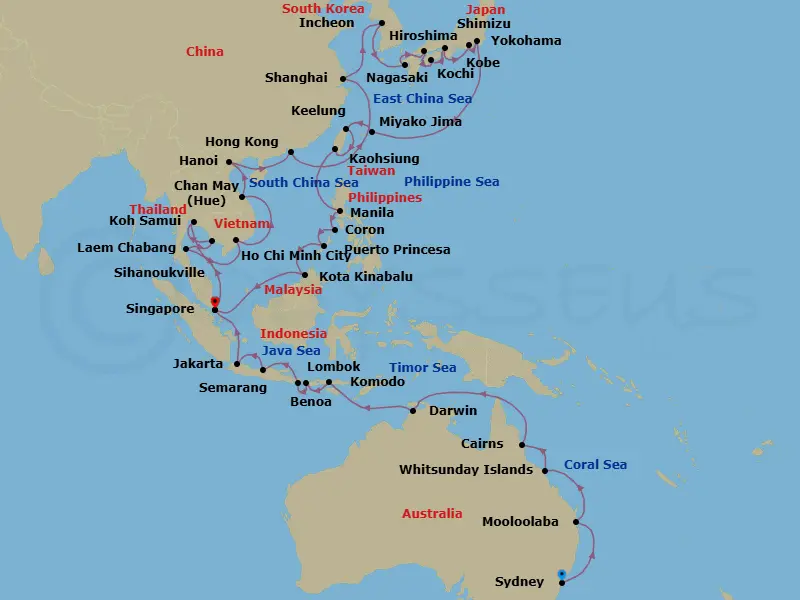 Itinerary schematic diagram