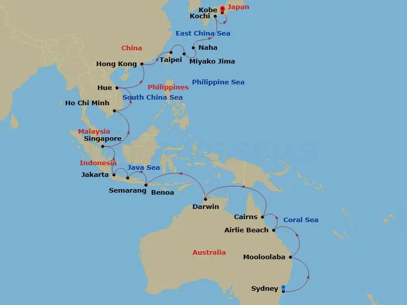 Itinerary schematic diagram