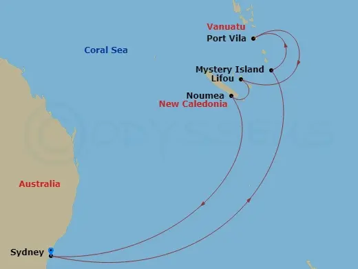 Itinerary schematic diagram