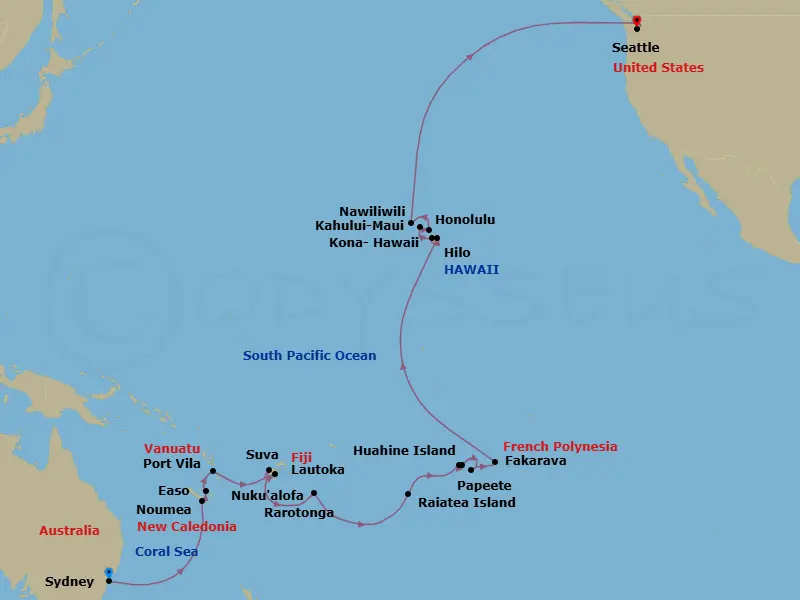 Itinerary schematic diagram