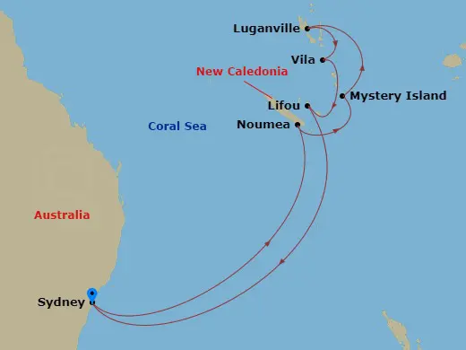 Itinerary schematic diagram