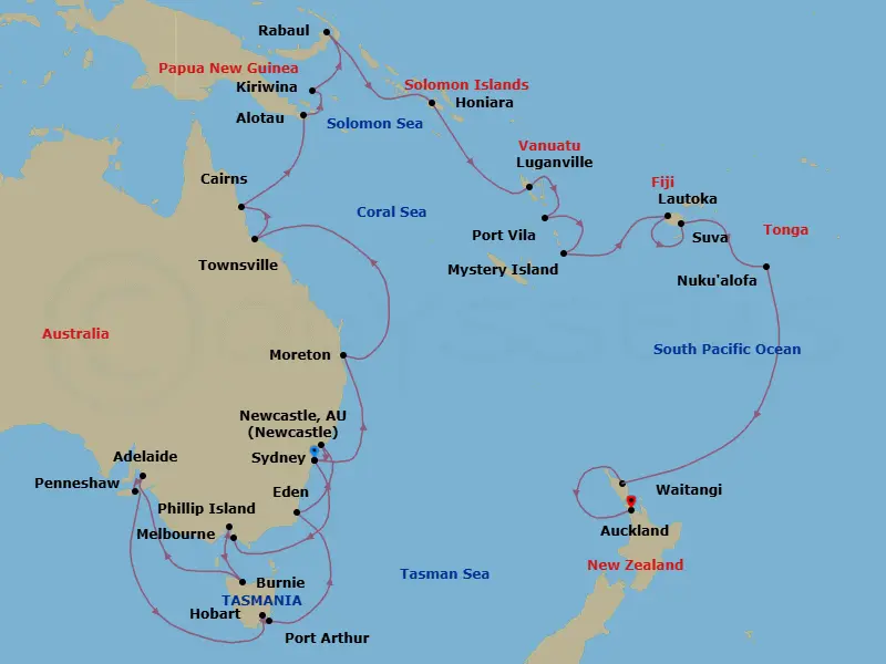 Itinerary schematic diagram