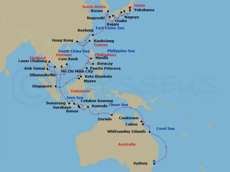 Itinerary schematic diagram