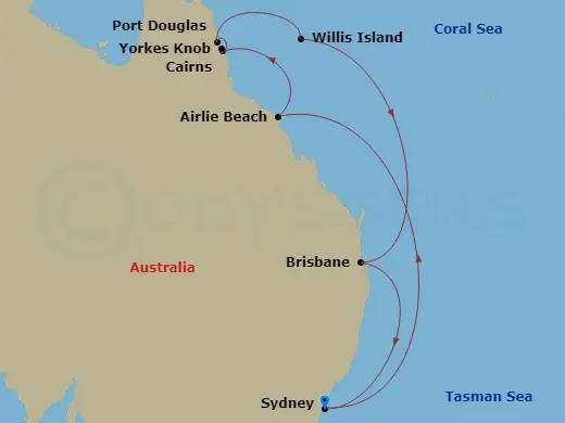 Itinerary schematic diagram