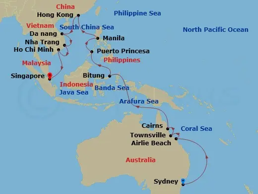 Itinerary schematic diagram