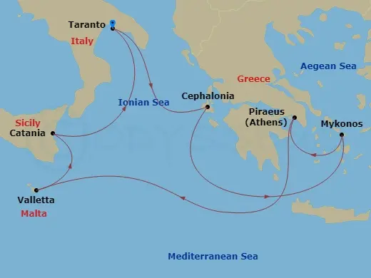 Itinerary schematic diagram