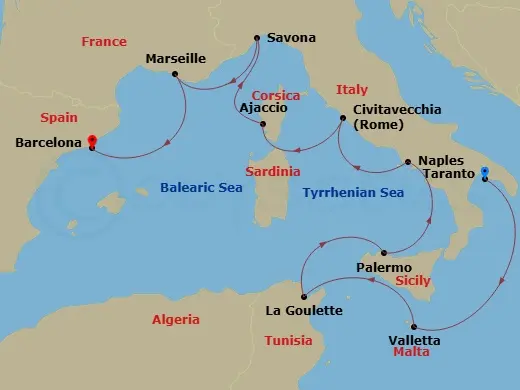 Itinerary schematic diagram