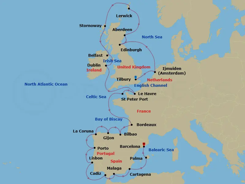 Itinerary schematic diagram