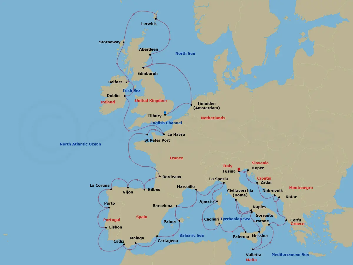 Itinerary schematic diagram