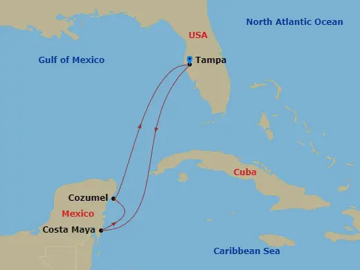 Itinerary schematic diagram
