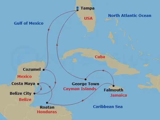 Itinerary schematic diagram