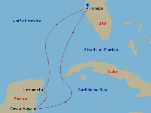 Itinerary schematic diagram