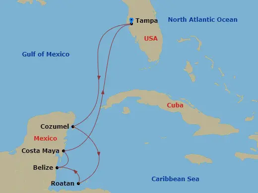 Itinerary schematic diagram