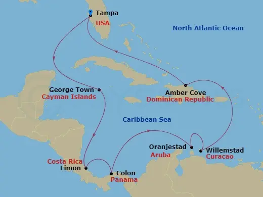Itinerary schematic diagram