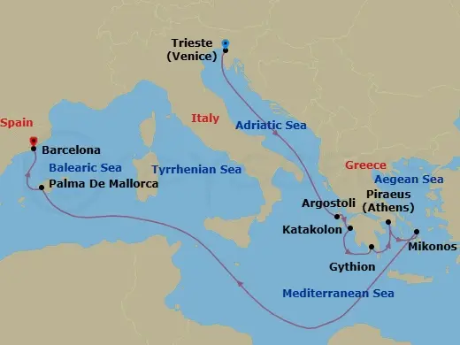 Itinerary schematic diagram