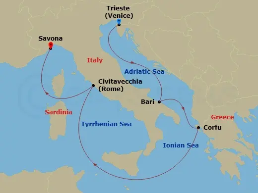 Itinerary schematic diagram