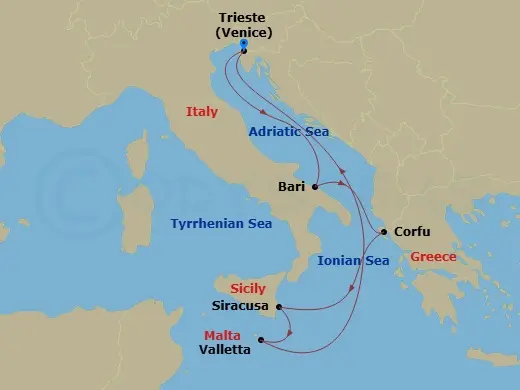 Itinerary schematic diagram