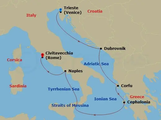 Itinerary schematic diagram