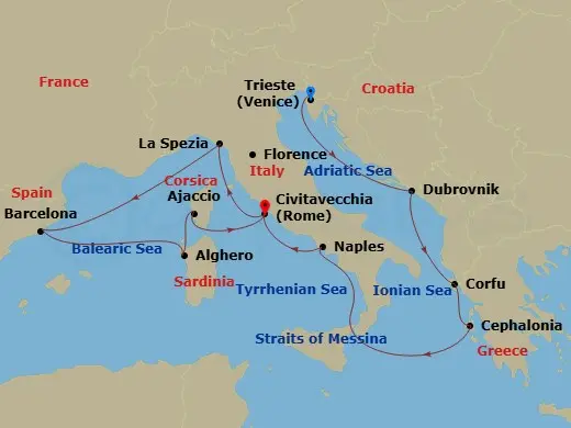 Itinerary schematic diagram