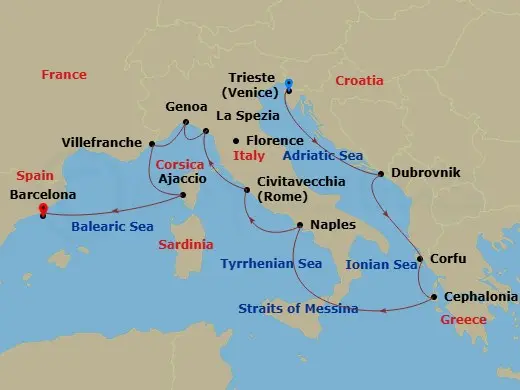 Itinerary schematic diagram