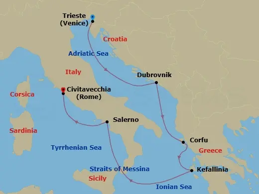 Itinerary schematic diagram