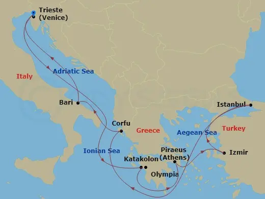 Itinerary schematic diagram