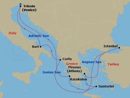 Itinerary schematic diagram