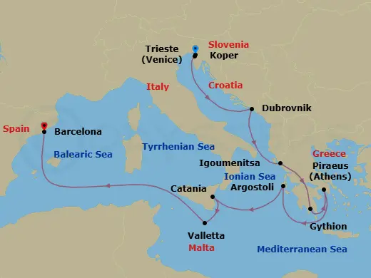Itinerary schematic diagram