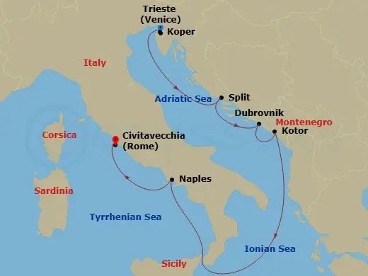 Itinerary schematic diagram