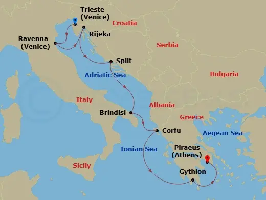 Itinerary schematic diagram